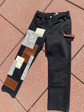 Load image into Gallery viewer, Brown Leather Patchwork Denim

